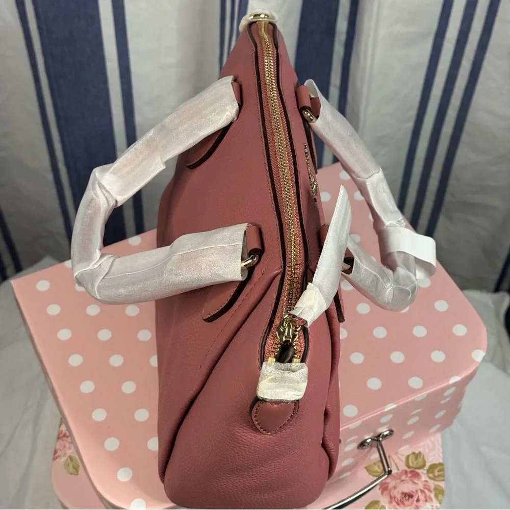 Michael Kors Sienna Medium Messenger, Rose, Pebbled Leather Satchel